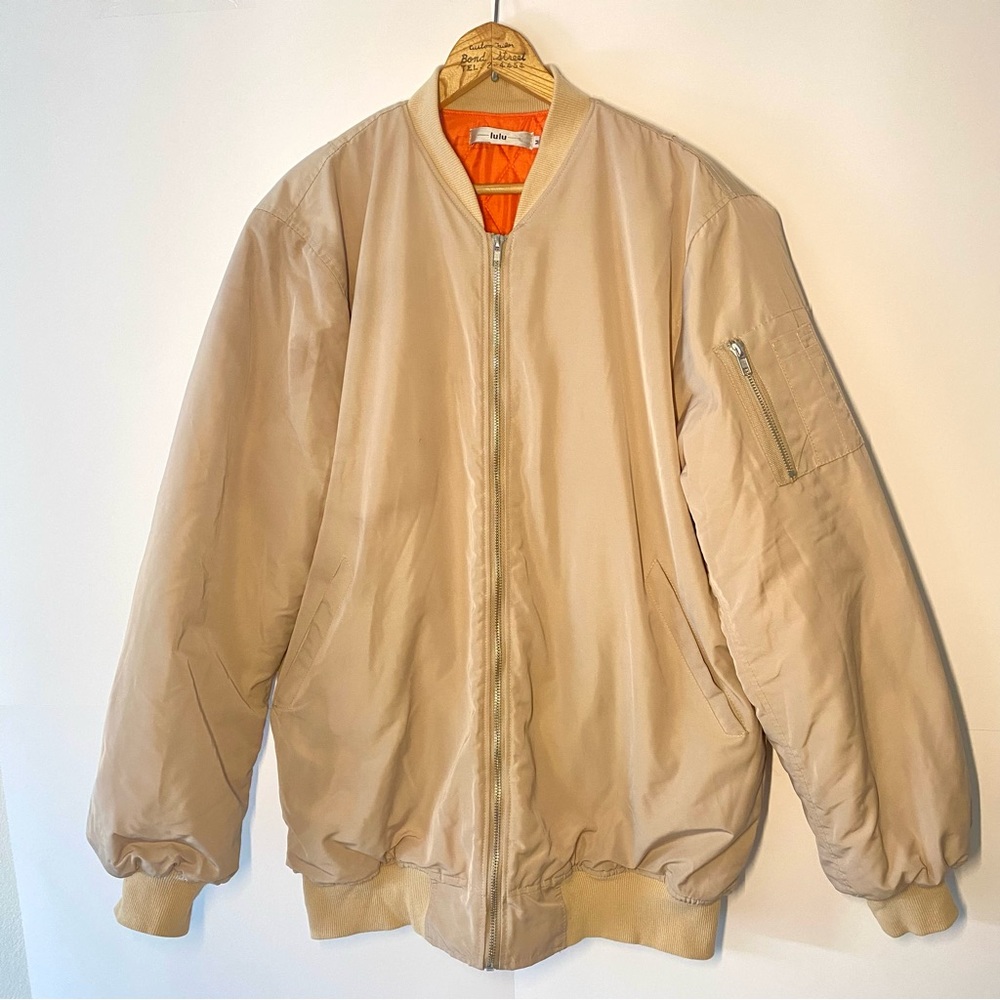 Lulu Bomber Jacket | Size M | Beige with orange padded lightweight interior